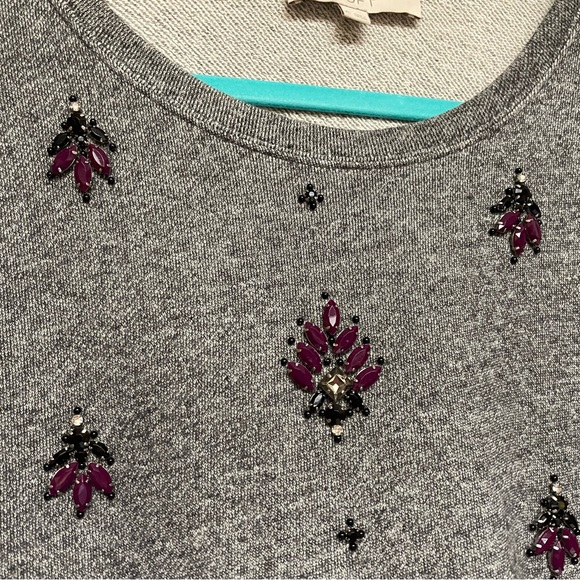 EUC LOFT gray sweater with embellished front. 100 percent cotton. - Picture 3 of 7